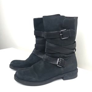 MINT VELVET Izzy Buckle Black Leather Calf Boots 9
